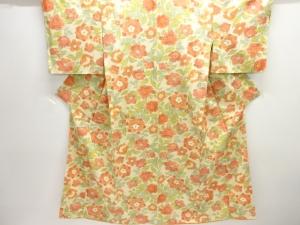 アンティーク　板締め絞り　花模様着物